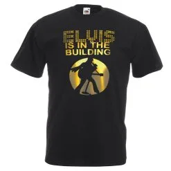 Men Black The King "Is In The Building" Shirt Rock N Roll Printed T-Shirt
