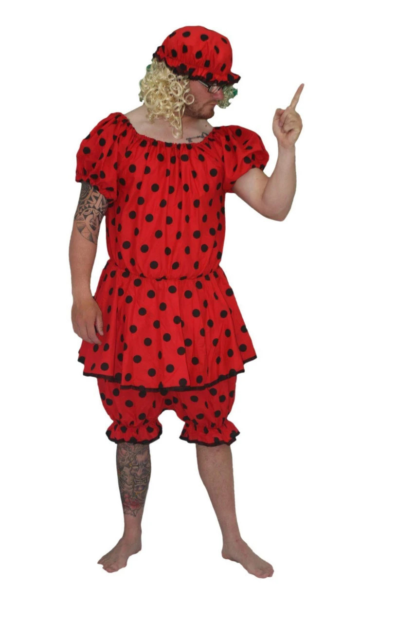 Adults Red Or Black Panto Dame Ugly Sisters Complete Fancy Dress Costume 4 Adults Red Or Black Panto Dame Ugly Sisters Complete Fancy Dress Costume - Image 2