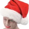 Adults Red & Gold Glitter Santa Hat With White Trim Christmas Accessory -Halloween Shop apihwoaub 91866.1575543154