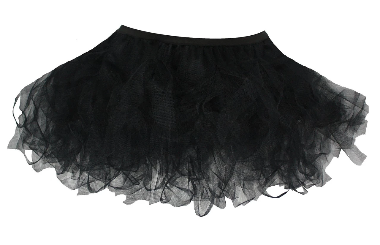 Ladies 12" Black Cyber Rave Festival Tutu Halloween Witch Skirt 3 Ladies 12" Black Cyber Rave Festival Tutu Halloween Witch Skirt