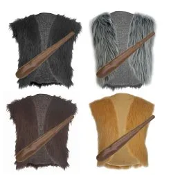 Childs Caveman Prehistoric Waistcoat & Club Animal Fur Fancy Dress Set
