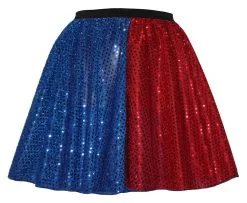 Childs Harley Quinn Harlequin Super Villain 15" Sequin Skater Skirt Fancy Dress -Halloween Shop apiknbqi6 81844.1624532414