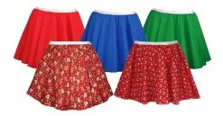 Ladies 15" Mixed Christmas Festive Xmas Fancy Dress Skater Skirts