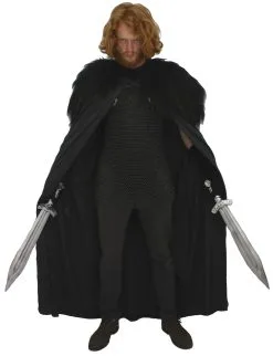 60" Jon Snow Nights Cape With 'BlackWatch' Faux Fur Collar Thrones Fancy Dress