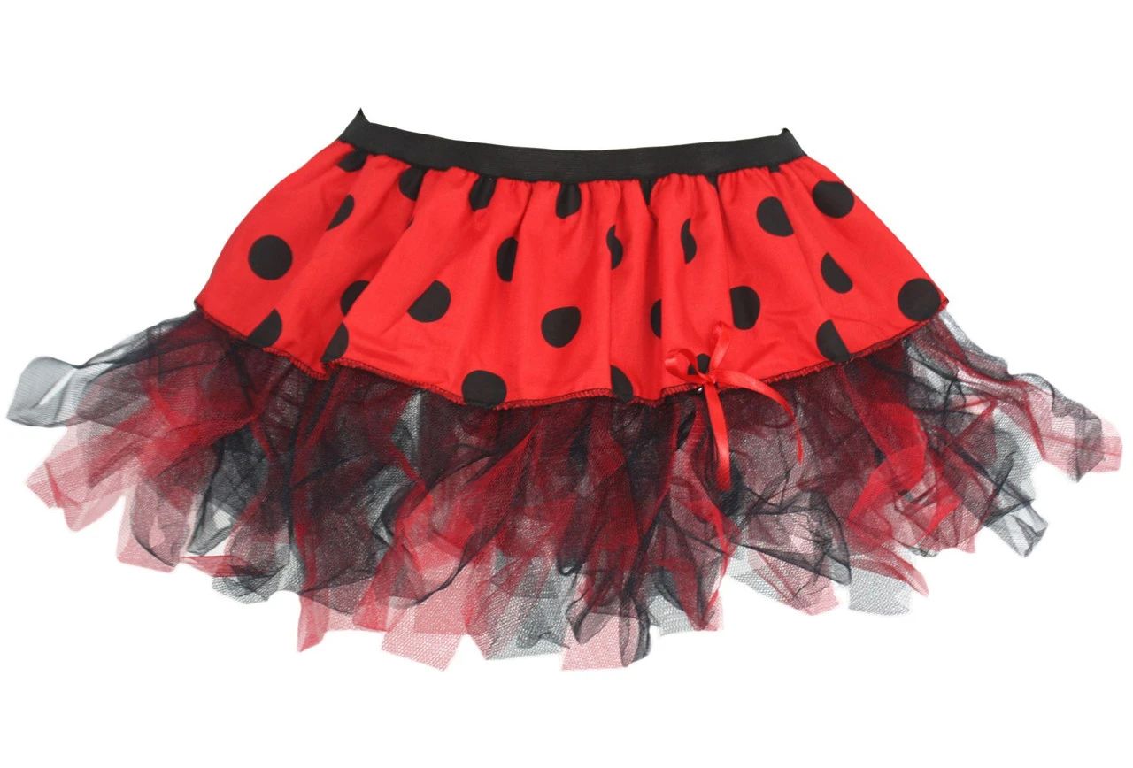 Ladies 12" Red With Black Polkadots Cyber Tutu Fancy Dress 3 Ladies 12" Red With Black Polkadots Cyber Tutu Fancy Dress