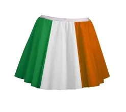 Childs 15" Ireland Flag Skater Skirt St Patricks Day Irish Fancy Dress [Age 8-12 Years]