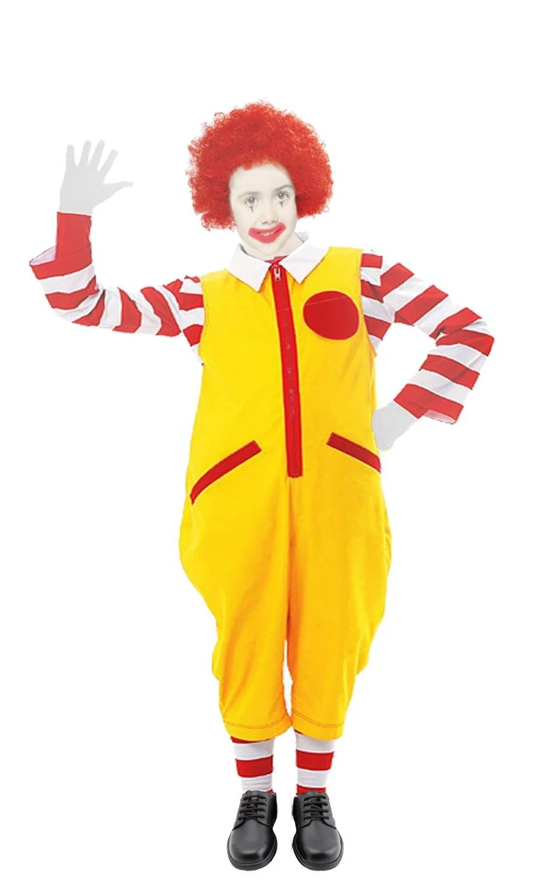 Childs Age 10-12 Ronald Clown McDonald Costume Kids Fast Food Fancy Dress 3 Childs Age 10-12 Ronald Clown McDonald Costume Kids Fast Food Fancy Dress