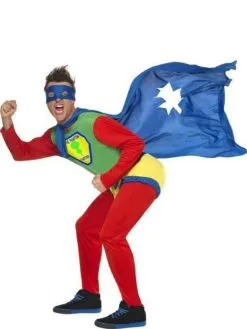 Phantom Farter Super Hero Costume Mens Funny Fancy Dress Outfit[m]