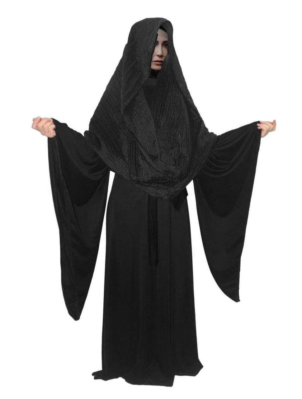 Ladies Deluxe Black Widow Dark Sorceress Scary Halloween Fancy Dress Costume 3 Ladies Deluxe Black Widow Dark Sorceress Scary Halloween Fancy Dress Costume