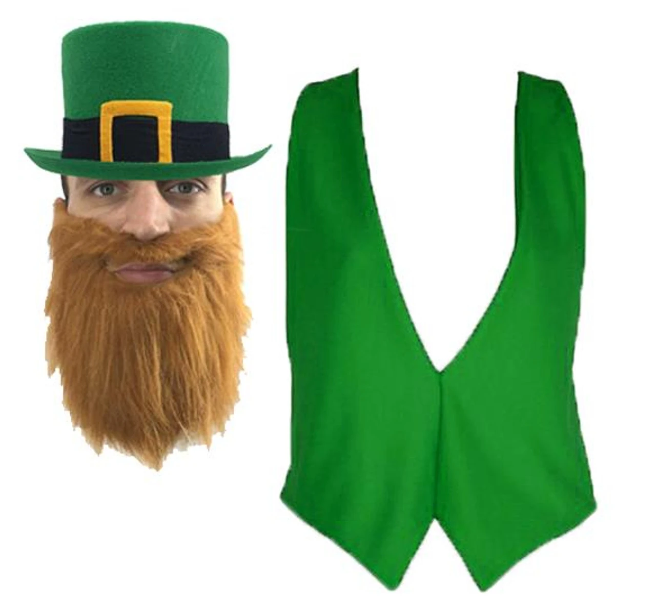 St Patricks Day Irish Ireland Leprachaun Top Hat Beard & Waistcoat Fancy Dress Costume Accessories 5 St Patricks Day Irish Ireland Leprachaun Top Hat Beard & Waistcoat Fancy Dress Costume Accessories - Image 3