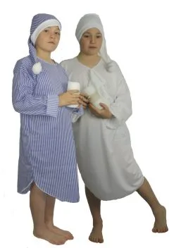 Childrens Night Gown & Hat Childs Christmas Panto Fancy Dress Book Week