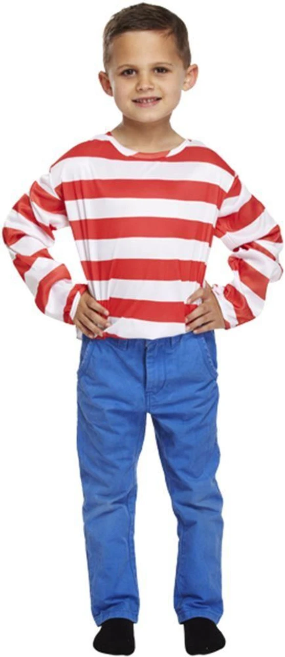 Childrens Red & White Wally Style Striped Fancy Dress Jumper 4 Childrens Red & White Wally Style Striped Fancy Dress Jumper - Image 2