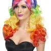 Womans Rainbow Curl LGBT Pride Stay Safe NHS Fancy Dress Wig -Halloween Shop apivthvjt 46368.1595339303