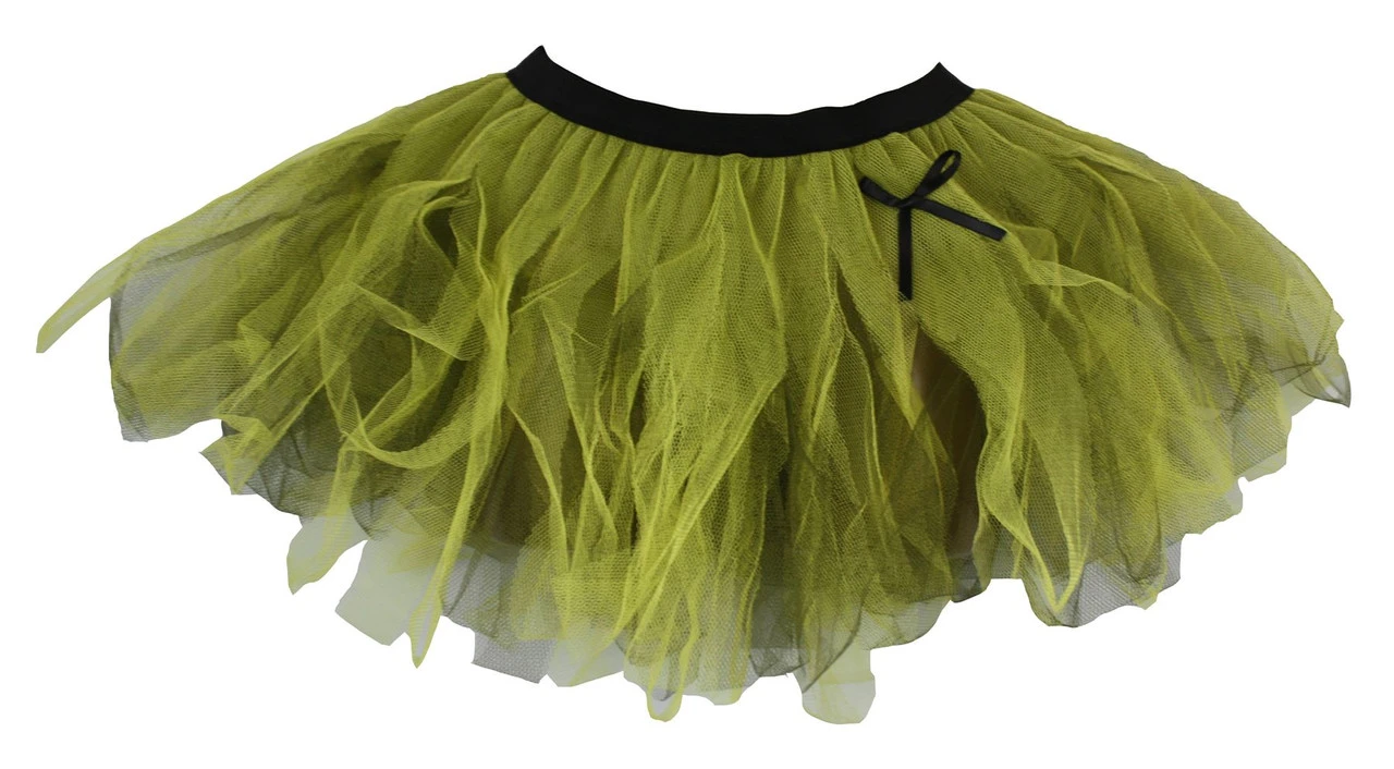Ladies Olive Green & Yellow Funky Cyber Tutu Skirt Wood Elf Fancy Dress 3 Ladies Olive Green & Yellow Funky Cyber Tutu Skirt Wood Elf Fancy Dress