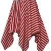 Womens Red & White Stripe Flower Handkerchief Fancy Dress Daffodil Dance Skirt