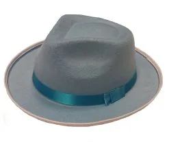Blue Hard Trilby Felt Hat Fun Hen Stag Party Gangster Fedora Fancy Dress