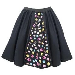 Girls Assorted Liquorice Sweets Mad Hatter 15" Panelled Skater Skirt Fancy Dress [2 Sizes] -Halloween Shop apixv4kbu 94061.1643212098