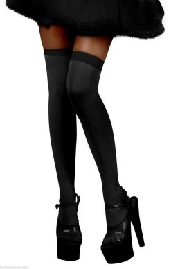 Ladies Black Fun Accessory Hold Ups Stockings Fancy Dress Halloween UK