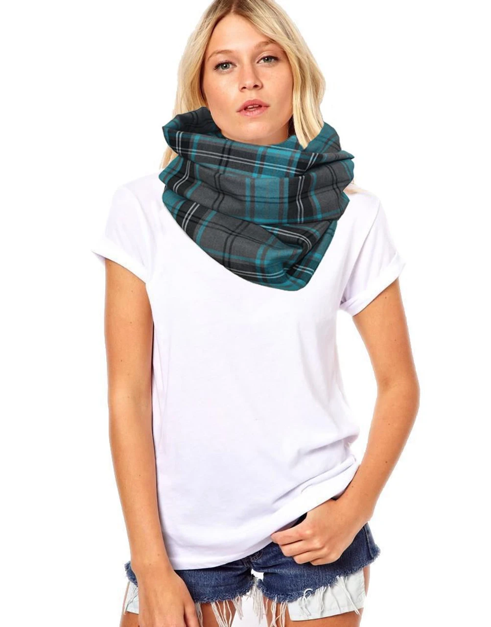 Unisex Adults Balmoral Teal Tartan Snood Burns Night Fancy Dress Accessory 3 Unisex Adults Balmoral Teal Tartan Snood Burns Night Fancy Dress Accessory