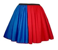 Childs 15" Harley Quinn Harlequin Super Villain Fancy Dress Skater Skirt [Age 8-12 Years]