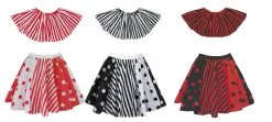 Ladies Halloween Horror Circus Clown Skirts & 10" Collar