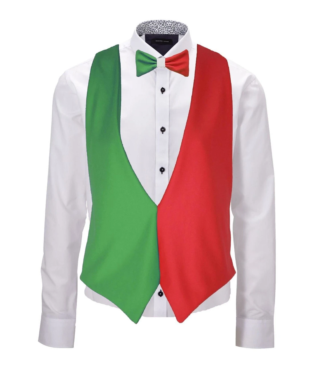 Adults Italy Flag Backless Waistcoat & Bow Tie Italian Waiter Outfit Accessory 5 Adults Italy Flag Backless Waistcoat & Bow Tie Italian Waiter Outfit Accessory - Image 3