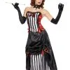 Ladies Small Deluxe Madame Vampire Black & White Halloween Fancy Dress Costume