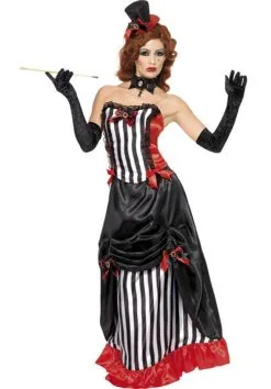 Ladies Small Deluxe Madame Vampire Black & White Halloween Fancy Dress Costume