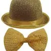 Unisex Showman Ring Master Gold Bowler Hat & Gold Sequin Bow Tie [One Size] -Halloween Shop be870fe1 d8d2 442d 99a8 3c97169388d4 66987.1649428726