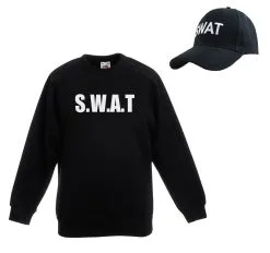 Unisex Black SWAT Police Riot Team Special Forces Cap & Sweatshirt Set