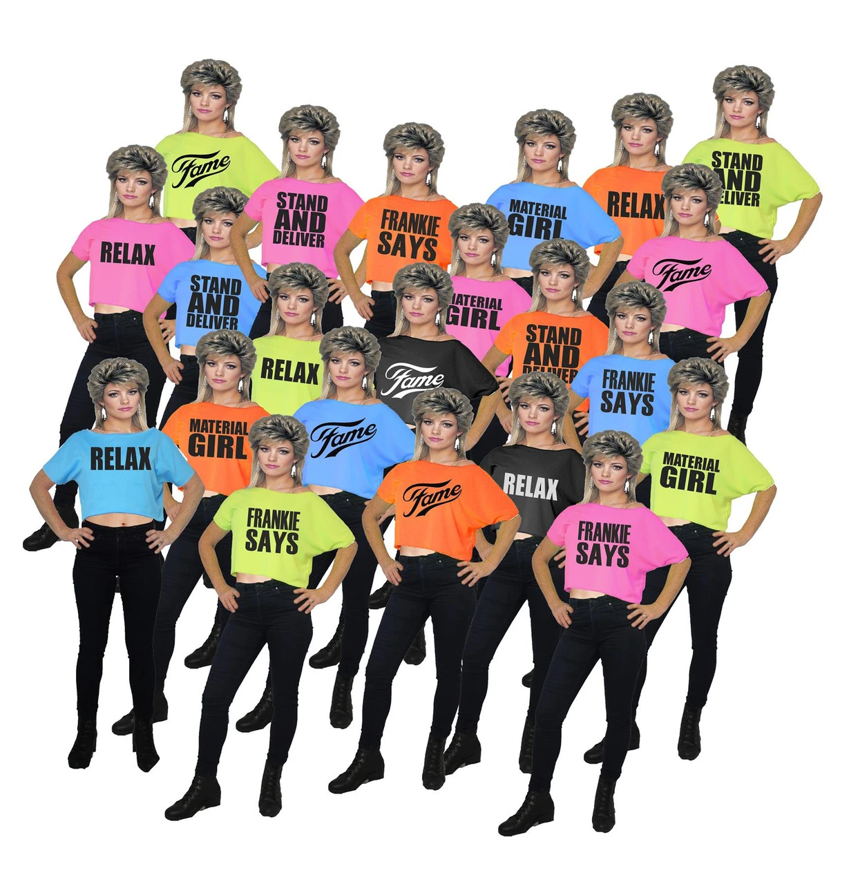 1980's 80's 1990's 90's Off The Shoulder Pop Icon & Movie TV Film Slogan Crop Top 3 1980's 80's 1990's 90's Off The Shoulder Pop Icon & Movie TV Film Slogan Crop Top