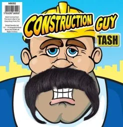 Unisex Builders Construction Guy Brown Fake Tash Accessory