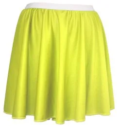 Ladies 15" Neon Hi-Vis Yellow Skater Skirt Roller Disco Fancy Dress
