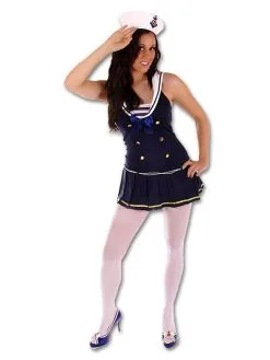 Blue Sailor Girl Fancy Dress Costume Hen Night Nautical