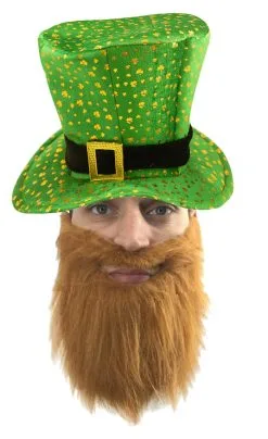 St Patricks Ireland Paddys Day Irish Leprachaun Hat & Beard Fancy Dress Costume Accessories