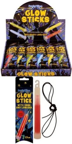 15cm Coloured Club Party Time Old School Ravers Glow Stick With Lanyard
