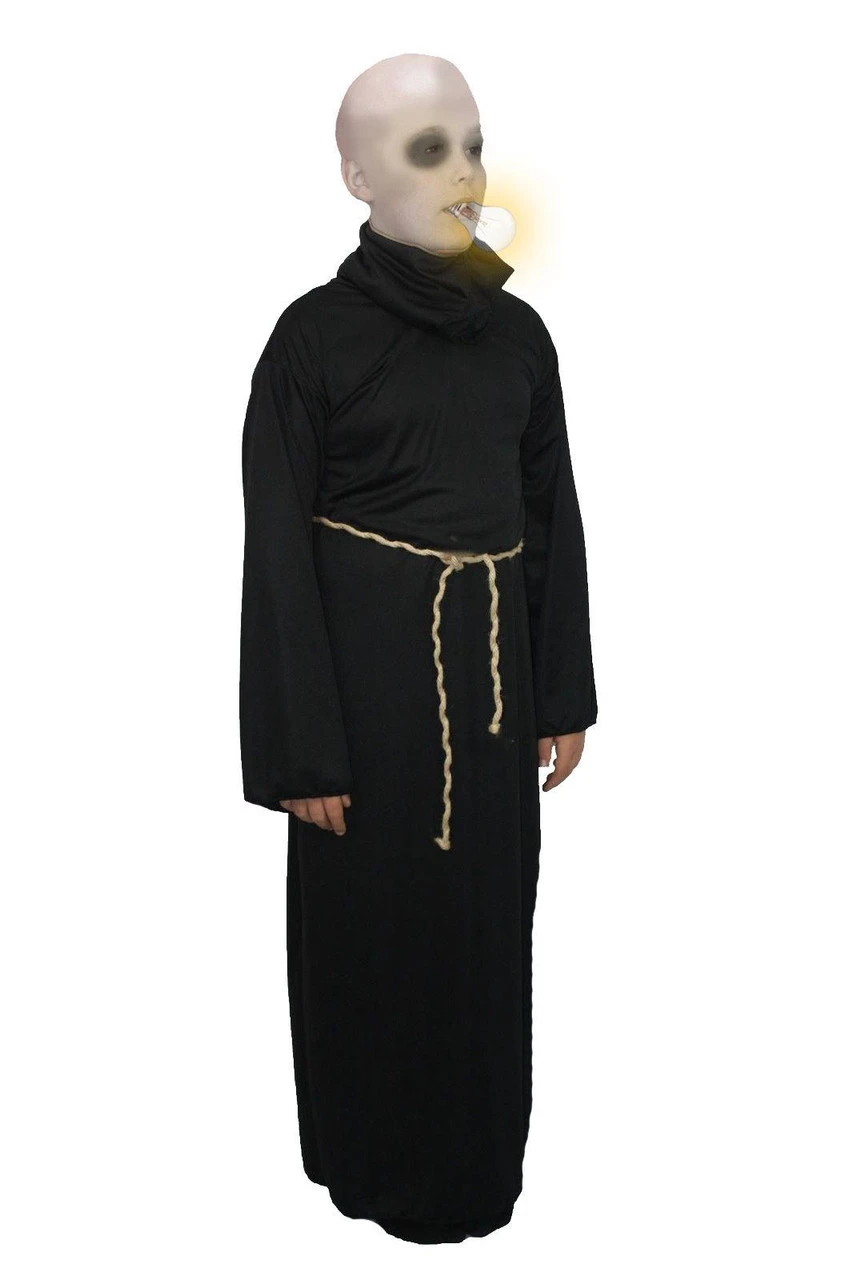 Kids Uncle Fester Addams Family Fancy Dress Halloween Robe BALD WIG & Facepaint 3 Kids Uncle Fester Addams Family Fancy Dress Halloween Robe BALD WIG & Facepaint